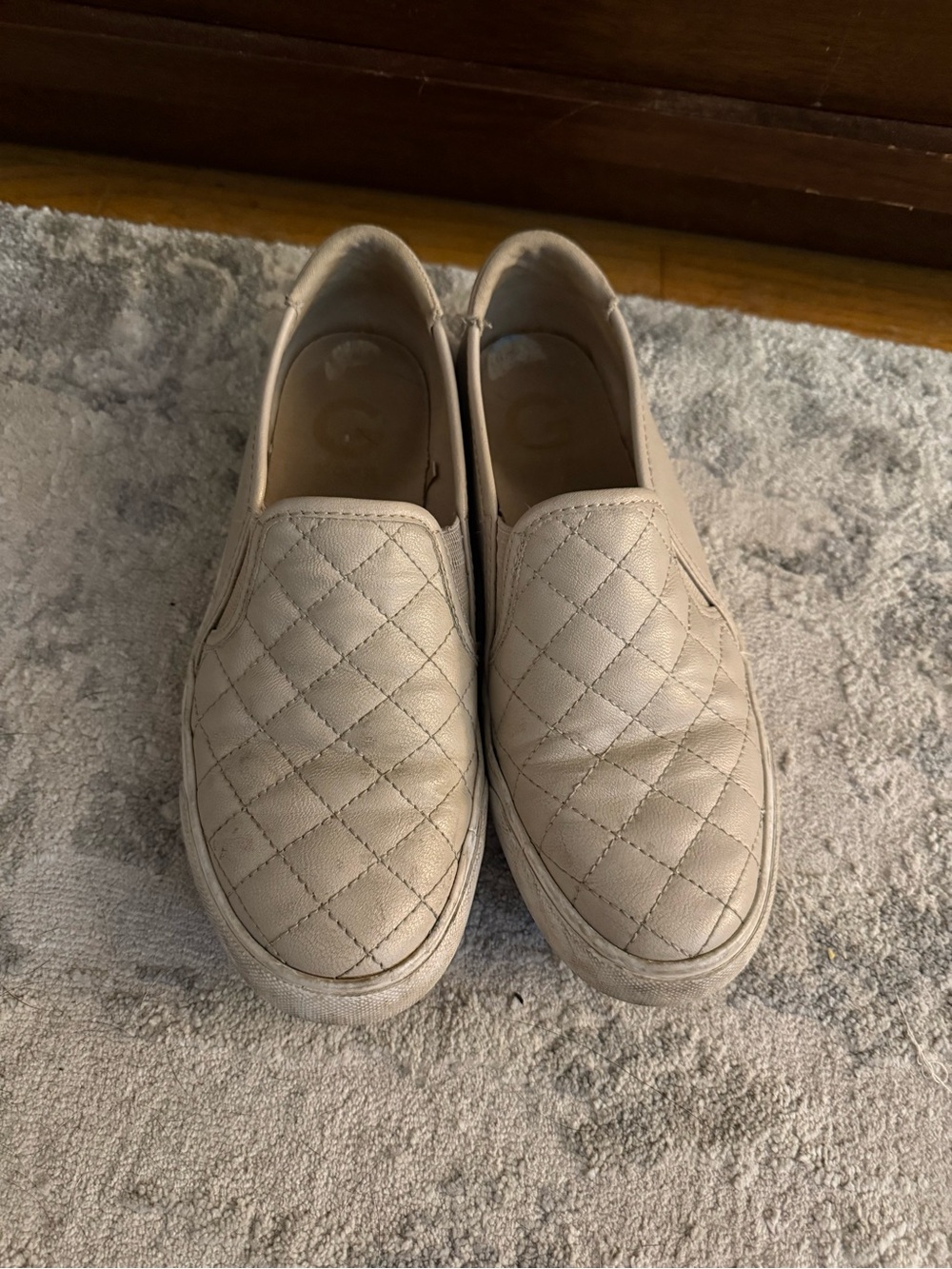 G by Guess Quilted Slip-On Sneakers in Beige
